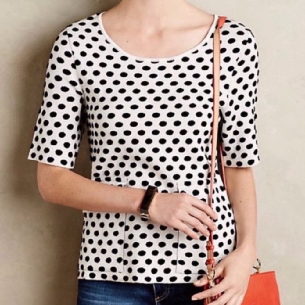 Anthropologie Moth Black and White Dottie Sweater - Size Small